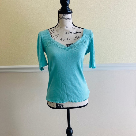 NWT FREE PEOPLE ROBINS EGG MARGAUX TOP BLOUSE - Picture 2 of 9